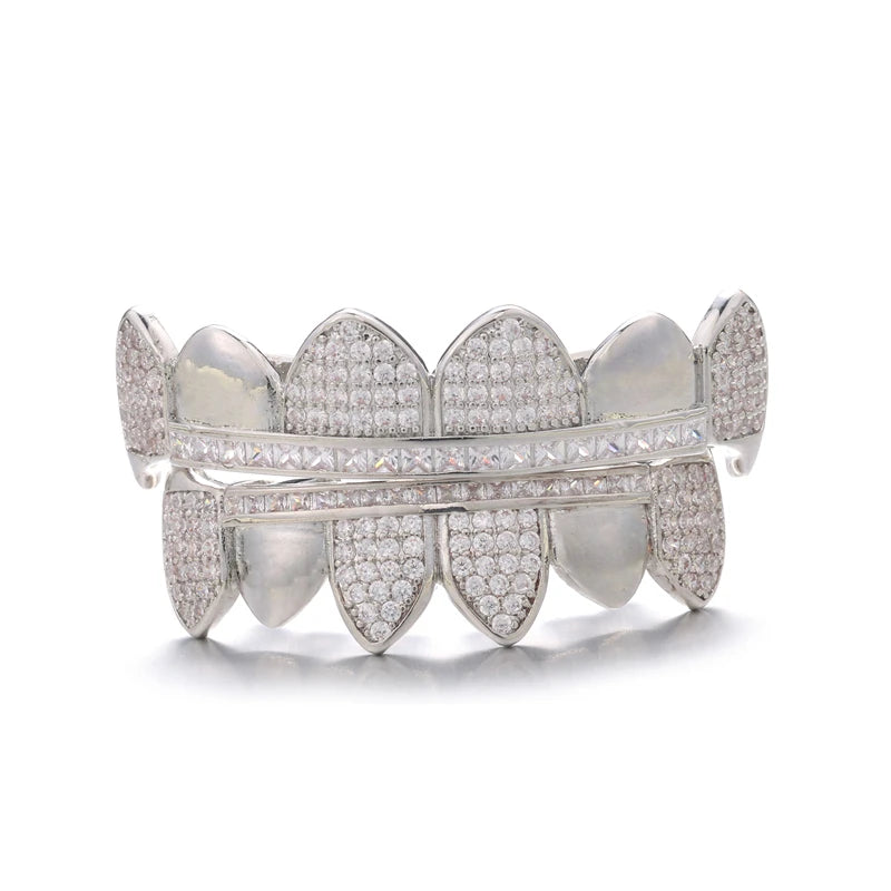 Hip Hop CZ Stones Teeth Grillz Iced Out Micro Pave Grills Men Women Jewelry
