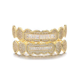 Hip Hop Iced Out CZ Baguette Stones Teeth Grillz Caps for Men Women