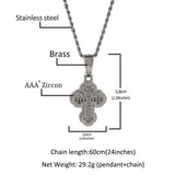 Bling Iced Out Jerusalem Cross Pendant Necklace for Men Rapper