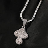 Bling Iced Out Jerusalem Cross Pendant Necklace for Men Rapper