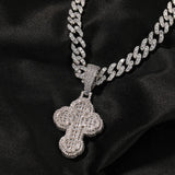 Bling Iced Out Jerusalem Cross Pendant Necklace for Men Rapper
