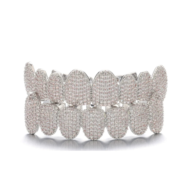 Hip Hop CZ Stones Teeth Grillz Iced Out Micro Pave Charm Grills For Men Women