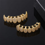 Hip Hop CZ Stones Teeth Grillz Iced Out Micro Pave Charm Grills For Men Women