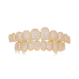 Hip Hop CZ Stones Teeth Grillz Caps Iced Out Micro Pave Top&Bottom Grills