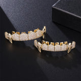 Hip Hop CZ Stones Teeth Grillz Caps Iced Out Micro Pave Grills
