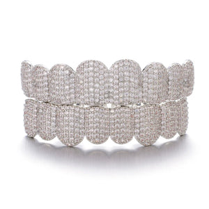 Hip Hop CZ Stones Teeth Grillz Caps Iced Out Micro Pave Charm Grills