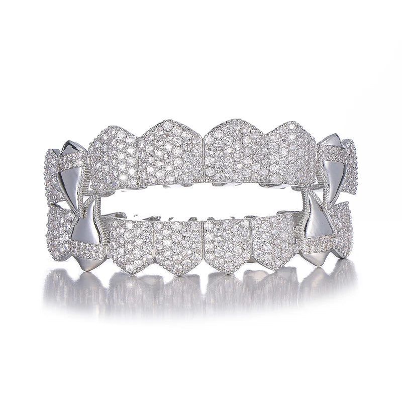 Hip Hop CZ Stones Teeth Grillz Caps Iced Out Micro Pave Grills