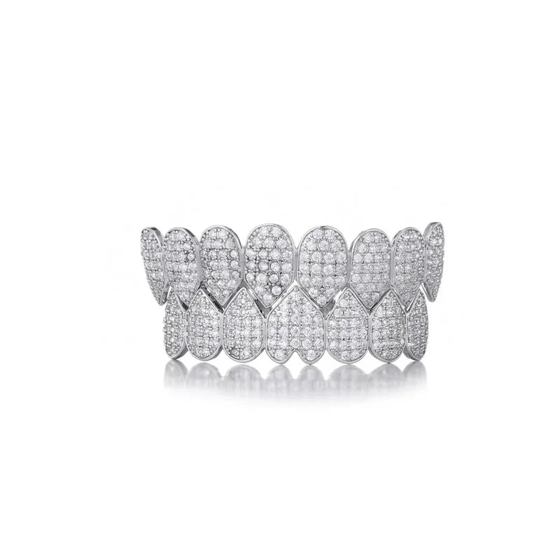 Hip Hop CZ Teeth Grillz Caps Bling Iced Out Grills Set For Men Women