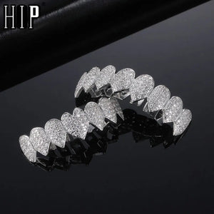 Hip Hop CZ Teeth Grillz Caps Bling Iced Out Grills Set For Men Women