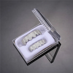 Hip Hop CZ Teeth Grillz Caps Bling Iced Out Micro Pave Grills Set
