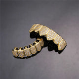 Hip Hop CZ Teeth Grillz Caps Bling Iced Out Micro Pave Grills Set