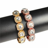 Hip Hop Crystal 13mm Square Tennis Chain Bracelet Bling Rhinestone Cuban Link