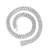 Hip Hop Full Diamond Necklace 12mm Cuban Chain Band Diamond Male Punk