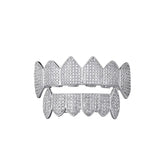 Hip Hop Full Iced Out Stones CZ Teeth Grillz Caps Charm Grills
