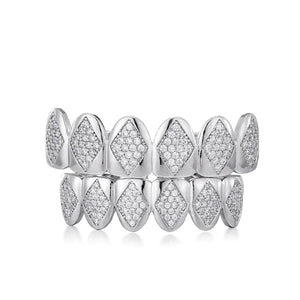 Iced Out CZ Teeth Grillz Caps Bling Micro Pave Grills Set