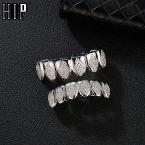Iced Out CZ Teeth Grillz Caps Bling Micro Pave Grills Set