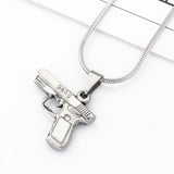 Hip Hop GUN Shape Pendant Necklace Silver Army Style Male Chain