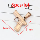 Hip Hop GUN Shape Pendant Necklace Silver Army Style Male Chain