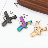 Hip Hop GUN Shape Pendant Necklace Silver Army Style Male Chain