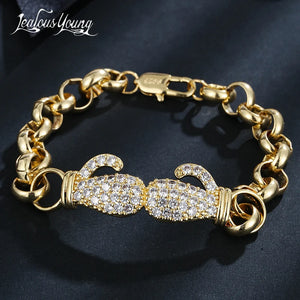 Hip Hop CZ Charm Bracelet Unisex Boxing Costume Jewelry