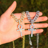 Hip Hop Five-Pointed Star Pendant Necklace Iced Out Rhinestone Charm Gift