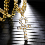 Hip Hop Five-Pointed Star Pendant Necklace Iced Out Rhinestone Charm Gift