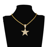 Hip Hop Pentagram Pendant Necklace Iced Out Rhinestone Chain Star Necklace