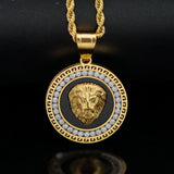 Hip Hop Iced Out Lion Head Pendant Necklace Charm For Men