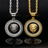 Hip Hop Iced Out Lion Head Pendant Necklace Charm For Men