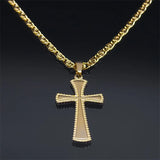 Hip Hop Plated Cross Necklace Stainless Steel Crucifix Pendant Punk Jewelry