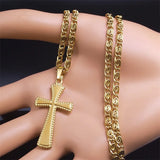 Hip Hop Plated Cross Necklace Stainless Steel Crucifix Pendant Punk Jewelry