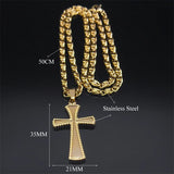 Hip Hop Plated Cross Necklace Stainless Steel Crucifix Pendant Punk Jewelry