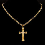Hip Hop Plated Cross Necklace Stainless Steel Crucifix Pendant Punk Jewelry