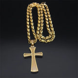 Hip Hop Plated Cross Necklace Stainless Steel Crucifix Pendant Punk Jewelry