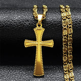 Hip Hop Plated Cross Necklace Stainless Steel Crucifix Pendant Punk Jewelry