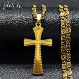 Hip Hop Plated Cross Necklace Stainless Steel Crucifix Pendant Punk Jewelry