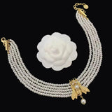 Hip Hop Plated Pearl Rhinestone Letter Necklace Women Jewelry