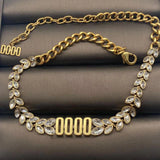 Hip Hop Plated Pearl Rhinestone Letter Necklace Women Jewelry