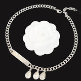 Hip Hop Plated Pearl Rhinestone Letter Necklace Women Jewelry