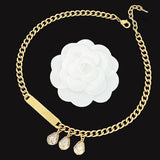 Hip Hop Plated Pearl Rhinestone Letter Necklace Women Jewelry
