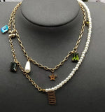 Hip Hop Plated Pearl Rhinestone Letter Necklace Women Jewelry