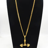 Hip Hop Golden Dumbbell Pendant Necklace European American Fitness Necklace