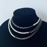 Hip Hop Half Pearl Half Cuban Chain Necklace