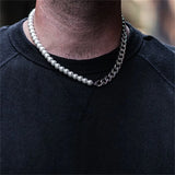 Hip Hop Half Pearl Half Cuban Chain Necklace