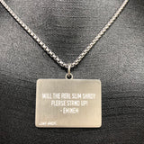 Hip Hop Titanium Steel Slim Shady Square Pendant Necklace for Men
