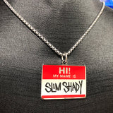 Hip Hop Titanium Steel Slim Shady Square Pendant Necklace for Men
