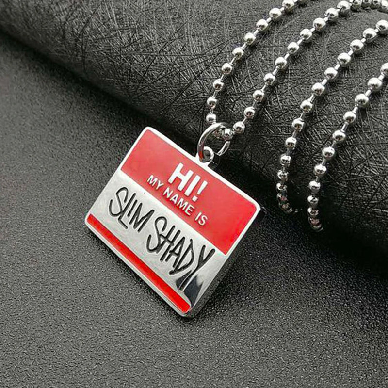 Hip Hop Titanium Steel Slim Shady Square Pendant Necklace for Men