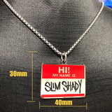 Hip Hop Titanium Steel Slim Shady Square Pendant Necklace for Men