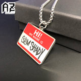 Hip Hop Titanium Steel Slim Shady Square Pendant Necklace for Men