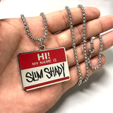 Hip Hop Titanium Steel Slim Shady Square Pendant Necklace for Men